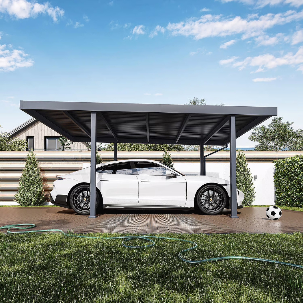 Single Carport aus Stahl | freistehend mit Pultdach | 3.2x5.5m | Anthrazit - Image 2