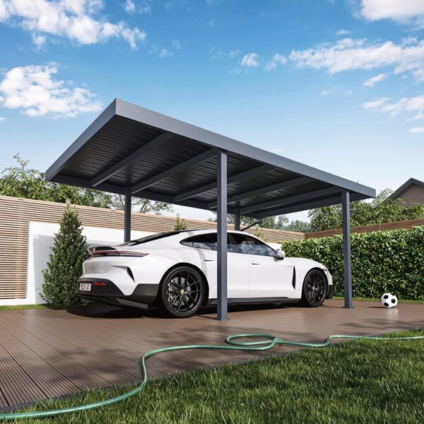 Enkele carport van staal | vrijstaand met lessenaarsdak | 3.2x5.5m | Antraciet