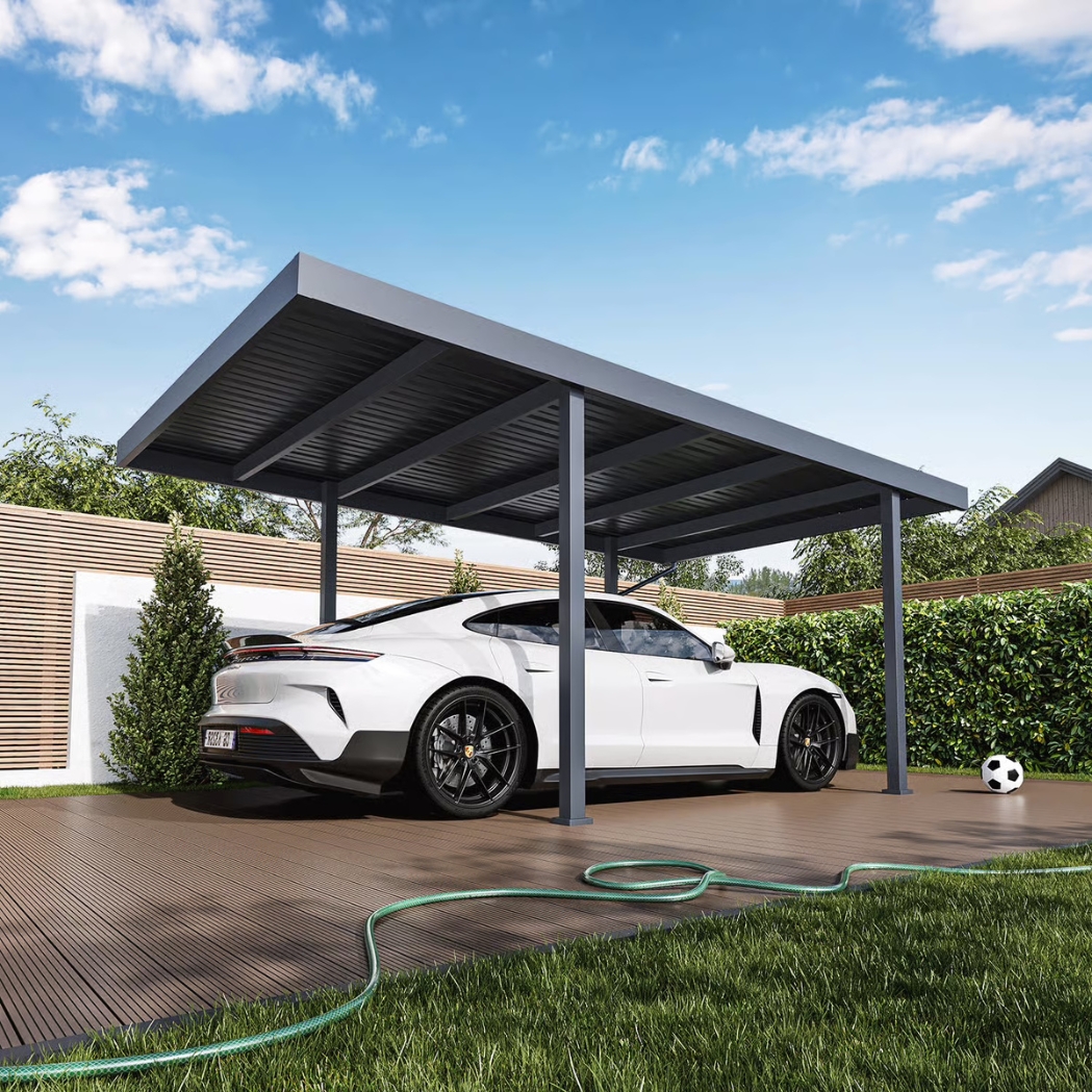 Single Steel Carport | Freestanding with Shed Roof | 3.2x5.5m | Anthracite