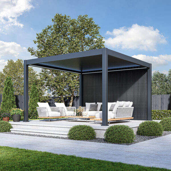 WPC Privacy Screen Anthracite | Slat Wall for Pergola | Modular & Weatherproof